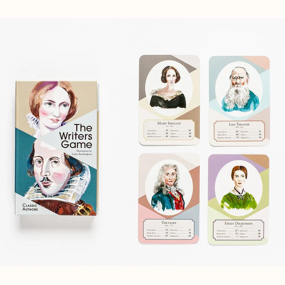The Writers Game - Classic Authors, box and sample cards