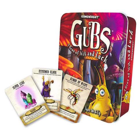 Tin of Gubs and a few sample playing cards 