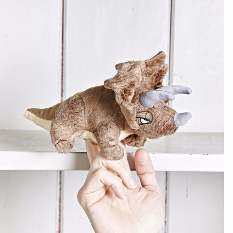 Triceratops Finger Puppet on hand 
