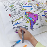Doodle World Map Pillowcase, close up of doodle
