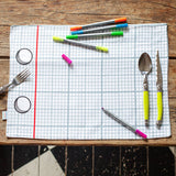 doodle placemat to go showing graph side and pens