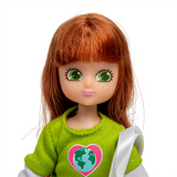 Planet Rescuer Lottie Doll, close up of head, unboxed