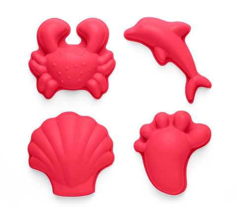 Scrunch Sand Moulds - Strawberry Red (Footprints Set)