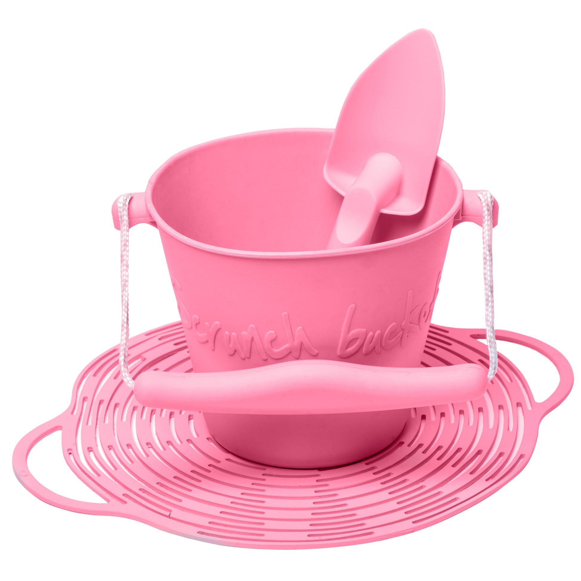 Scrunch set - spade, bucket, bag (flat) in flamingo pink 