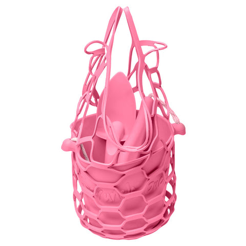 Scrunch set - spade, bucket, bag in flamingo pink