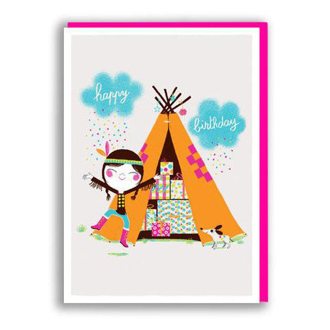 Wigwam Girl Birthday Card