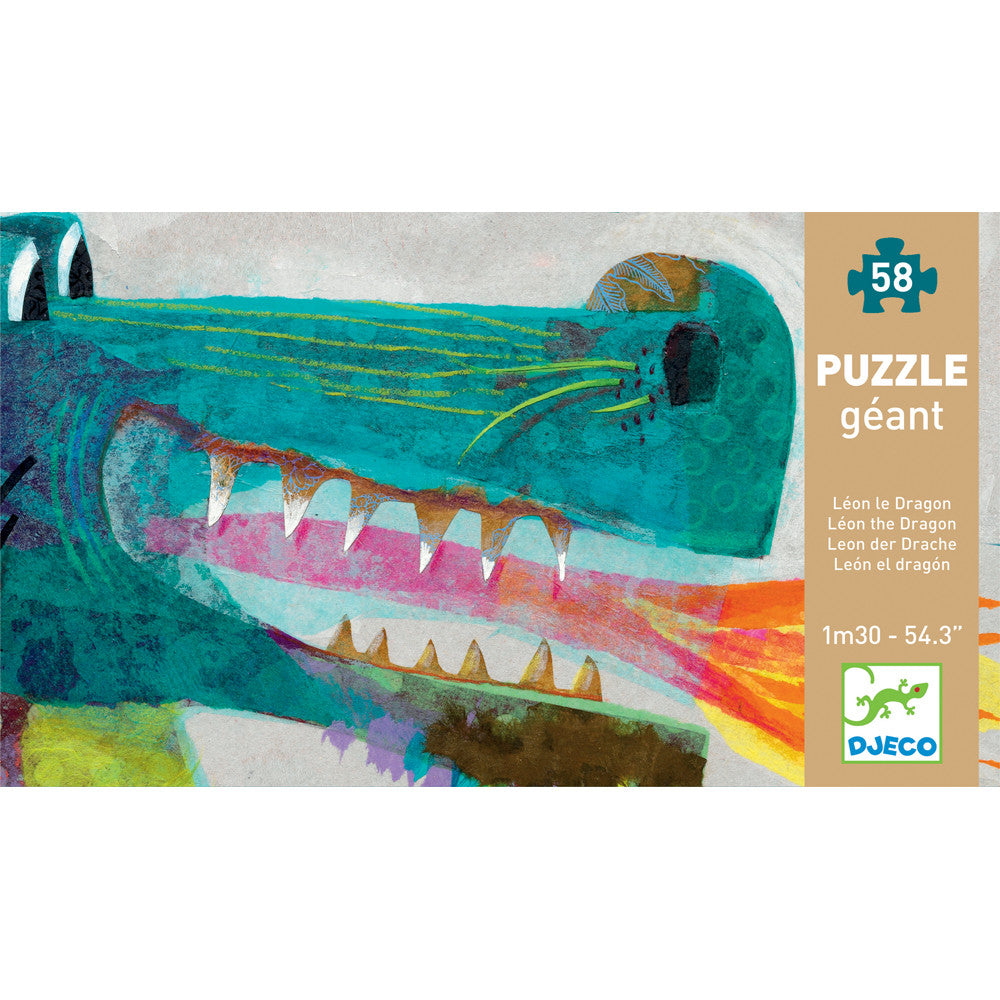 Djeco Giant Floor Puzzle 58 Piece: Leon the Dragon – Growing Tree Toys