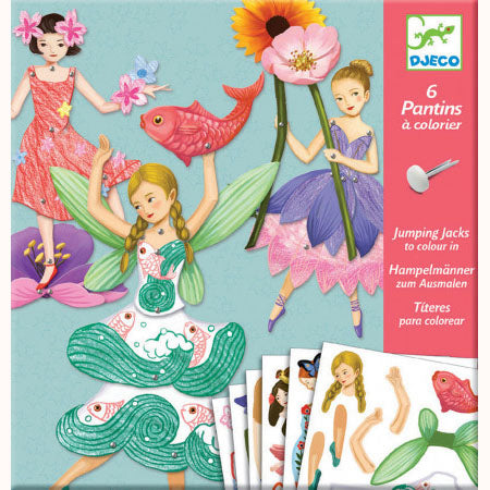 Fairy Jumping Jacks to colour - by Djeco, front cover 