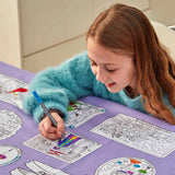 Heroines of History Tablecloth, smiling girl colouring in 