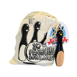 Penguin Bowling, pins with penguin outside and label