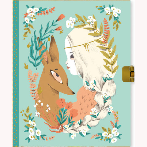 Lucille Lockable Notebook - By Djeco, front cover and lock 