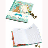 Lucille Lockable Notebook - open and closed book and lock and keys