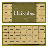 Haikubes, top down view of box, and with sleeve removed underneath 