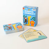 Mindful Animals: 50 Calming Activities For Kids, box with pile of cards, penguin card showing