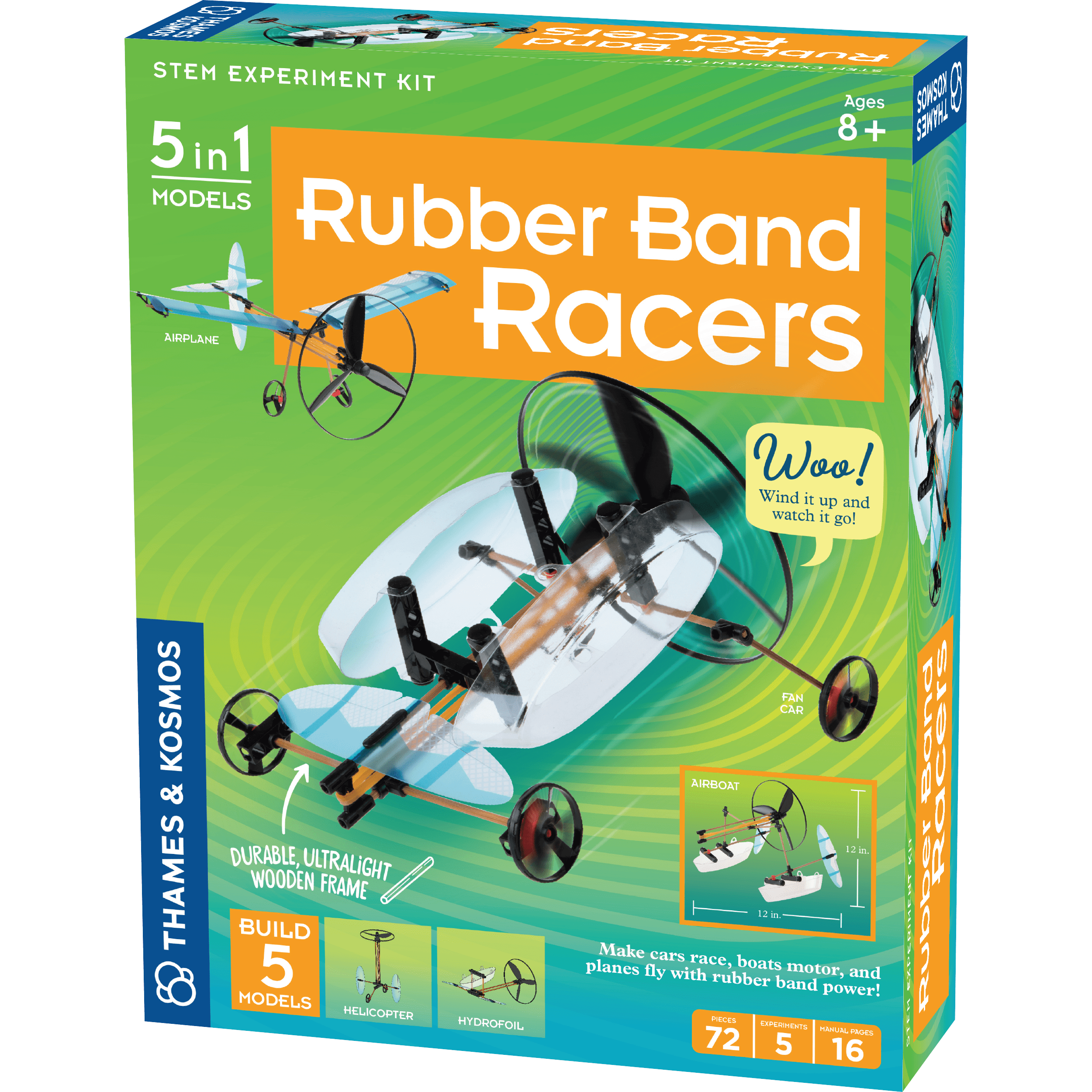 Rubber Band Racers - 5 in 1 models, front of box slight angle