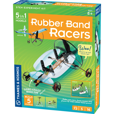 Rubber Band Racers - 5 in 1 models, front of box slight angle