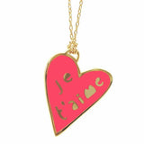 Je T'aime Pendant, close up of heart pendant