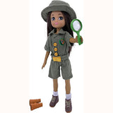 Rainforest Guardian Lottie Doll, unboxed wearing hat with accessories
