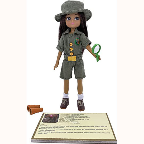Rainforest Guardian Lottie Doll, unboxed with cards and accessories