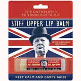 Stiff Upper Lip Balm, in packaging