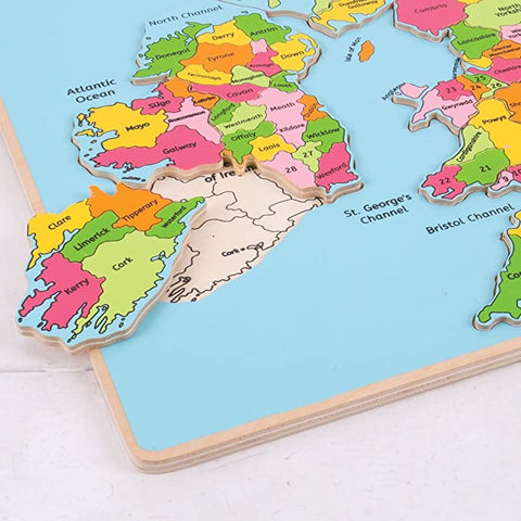 Wooden British Isles Inset Puzzle, detail of Ireland in displaced piece