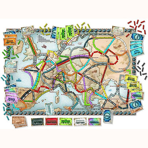 Ticket To Ride: Europe, board and contents unboxed 
