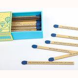 Spark Happiness, open box with matches inside, several matches on surface. 