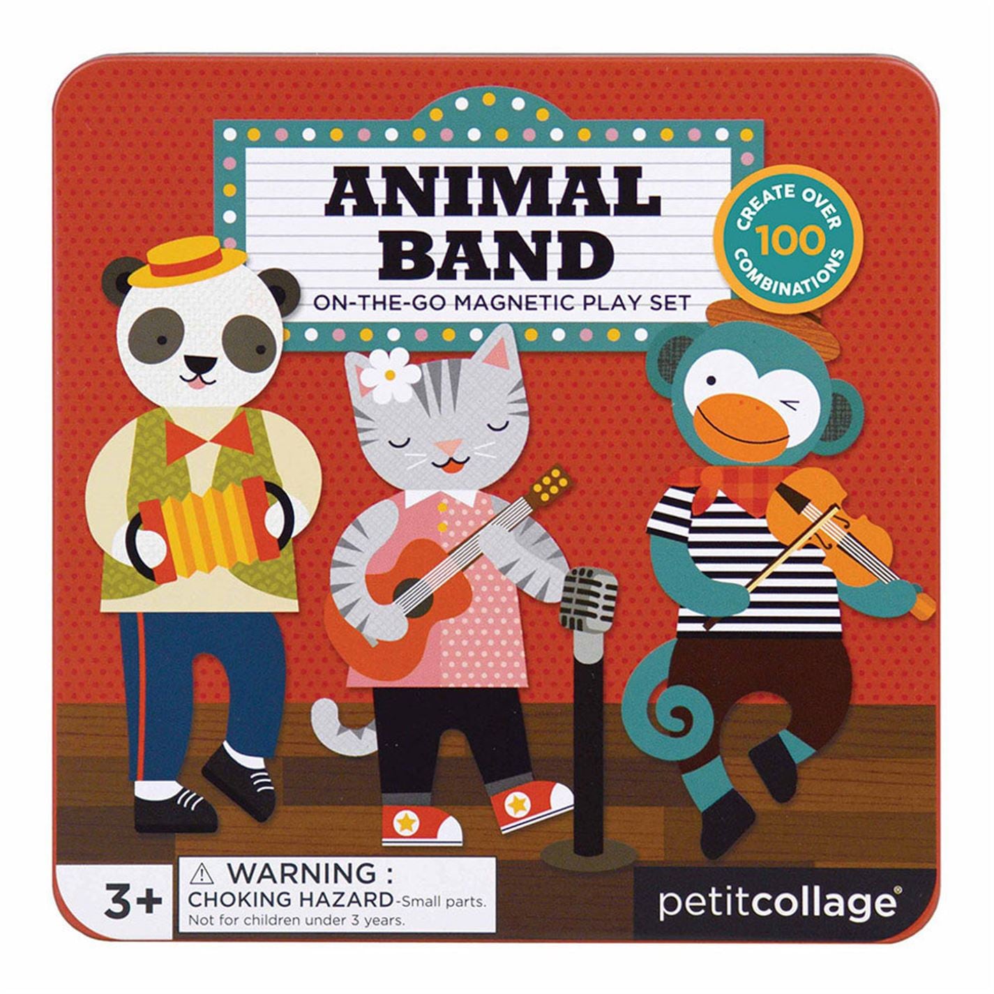 Animal Band - On-The-Go Magnetic Play Set, front of tin