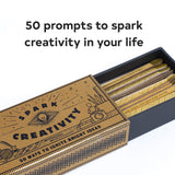 Spark creativity, open box with slogan 