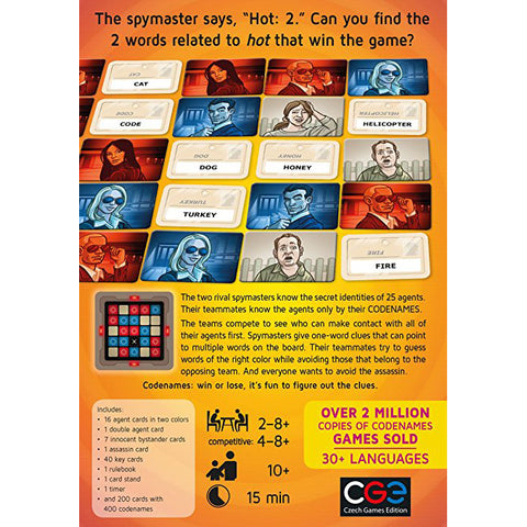 Codenames, text from back of box 