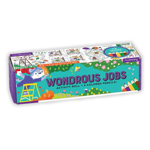 Wondrous Jobs Activity Roll (& coloured pencils), white background, boxed 
