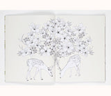 Into the Wild - An Exotic Woodland Colouring Book, tree & deer spread