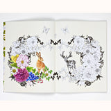 Into the Wild - An Exotic Woodland Colouring Book, deer flora spread