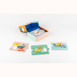Story Box - Animal Adventures, sample puzzle pieces and open box 