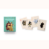 Shakespeare Playing Cards, box and sample cards displayed