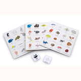 Poo Bingo, unboxed, sample cards and boards shown 
