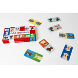 dog domino, box and sample of cards 