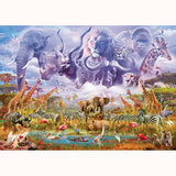 Animals At The Watering Hole Jigsaw Puzzle, finished scene