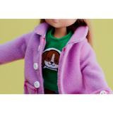 Autumn Leaves Lottie Doll, clothing up close featuring Biscuit the Beagle