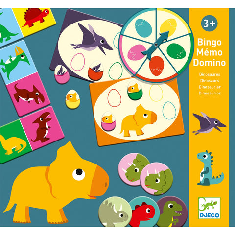 Dinosaur Bingo, Memo & Dominoes By Djeco