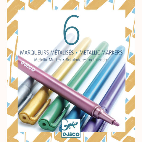 6 Metallic Markers by Djeco, boxed