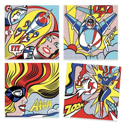 Superheroes - Inspired By Lichtenstein, 4 completed scenes