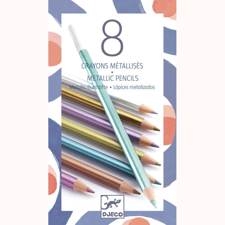 8 Metallic Pencils by Djeco, front of box