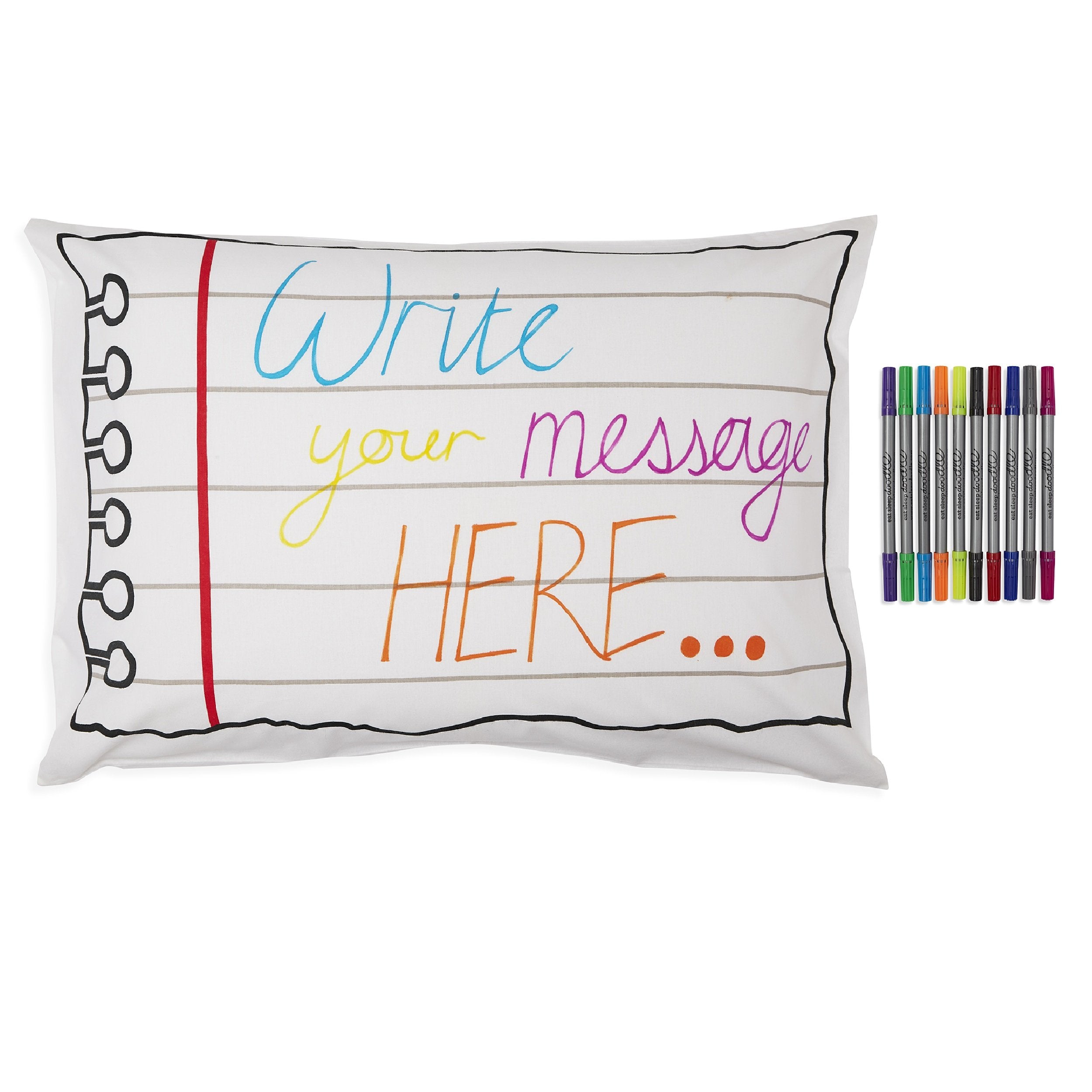 Doodle pillowcase and pens