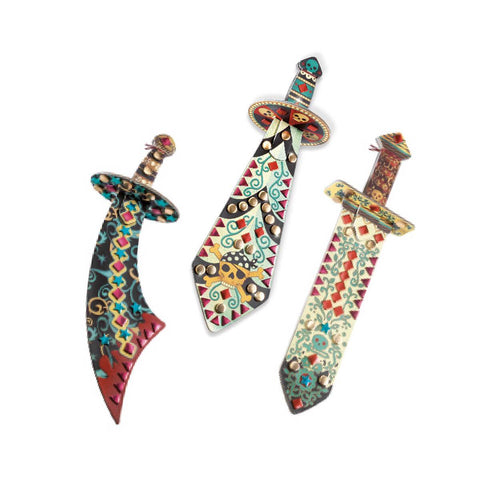 DIY Mosaic Sabers, 3 different swords shown