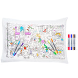 Doodle Fairytales & Legends Pillowcase, colouring illustration side, & pens