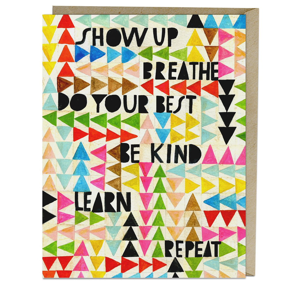 Show Up, Breathe - Greeting Card, with Kraft envelope behind