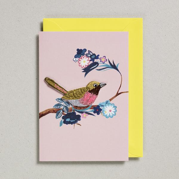 Rose Finch  - Greeting Card with Iron On Patch, & envelope