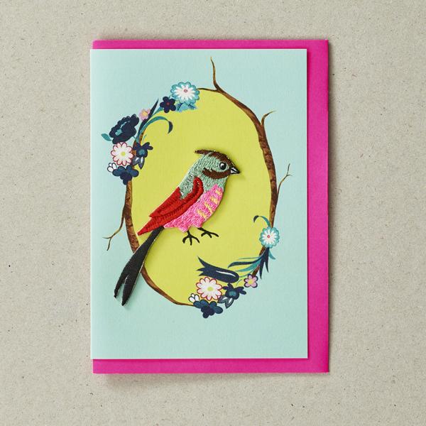 Finch  - Greeting Card with Iron On Patch