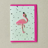 Flamingo Mint  - Greeting Card with Iron On Patch, and envelope